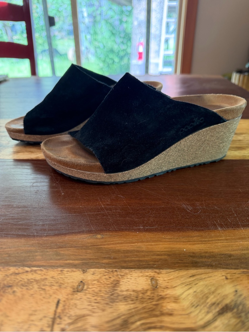 Papillio Suede Wedge Slide Sandals